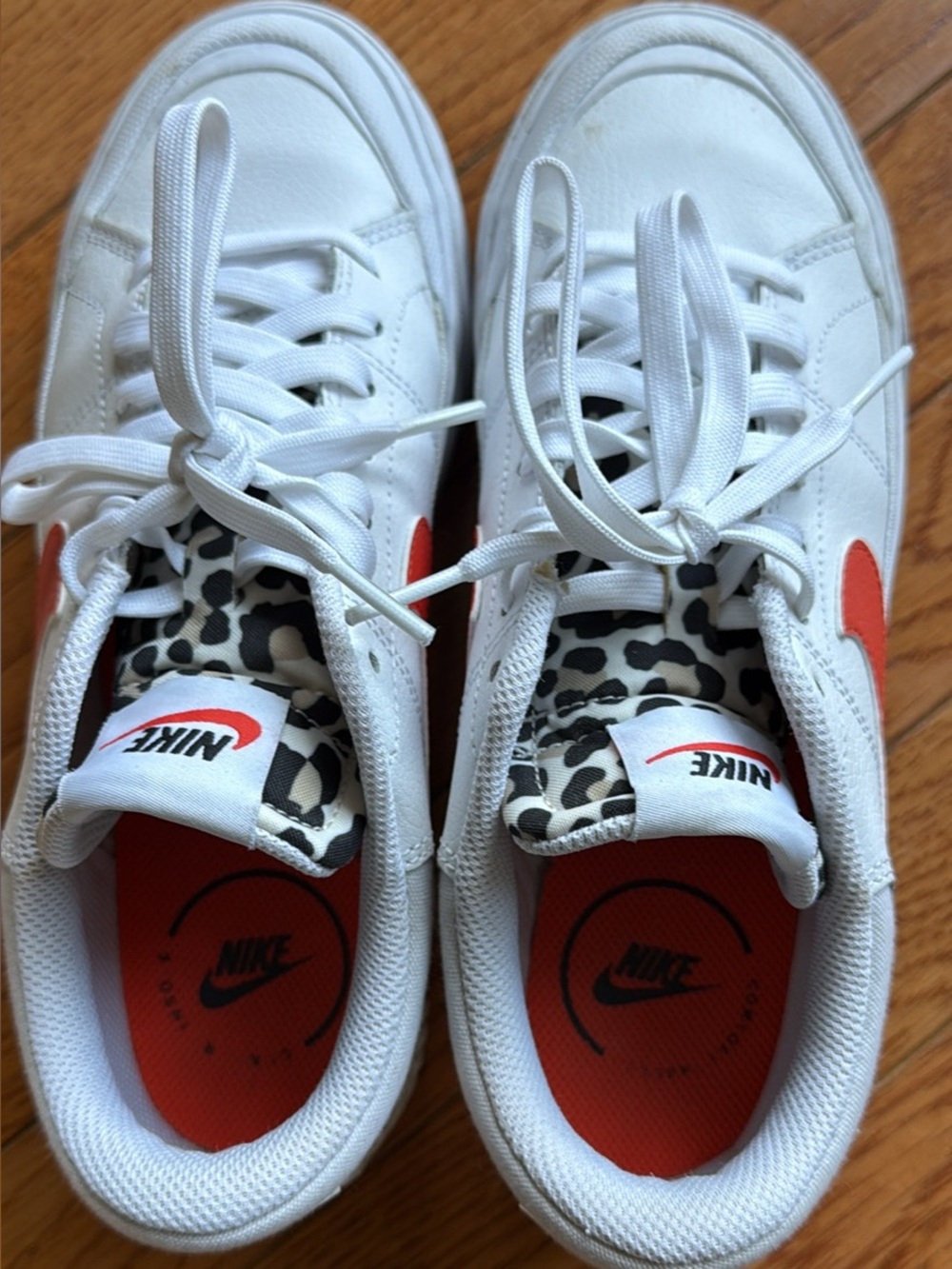 Unique Nike Shoes with Leopard Print Tongue.